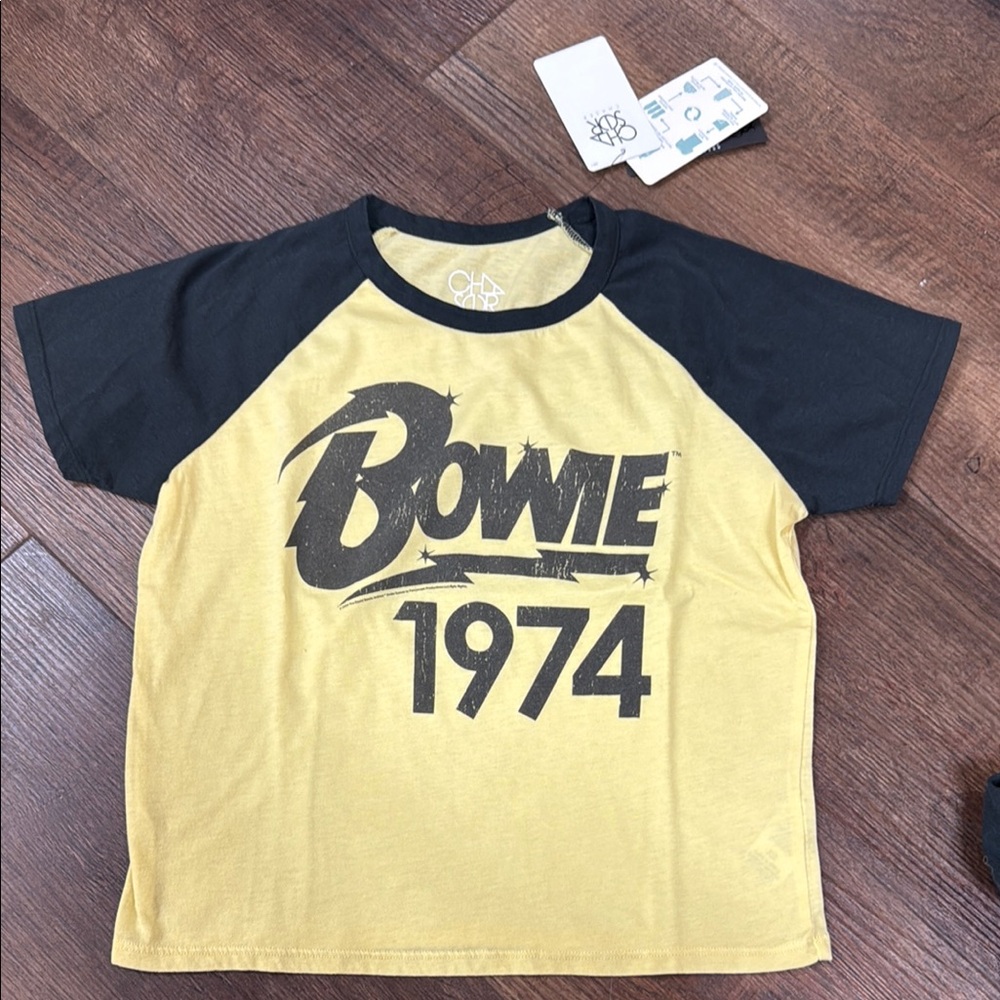 Bowie 1974 Kids Raglan T-Shirt - Black and Yellow